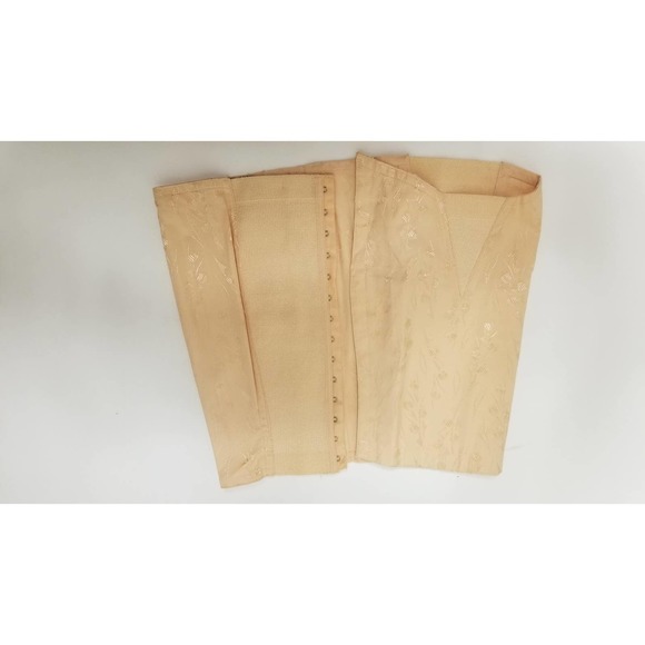 Vtg 50s 60s Corset Peach Cotton Brocade Boning Boned Stretch Panels M See Msmts - Picture 1 of 10